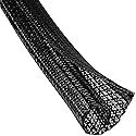 QCSIW 1/4" x 50ft Black Cable Sleeve Cover - Pet-Proof Cord Management System for Home Office Desk, Durable Wire Organizer Protector from Dog Cat