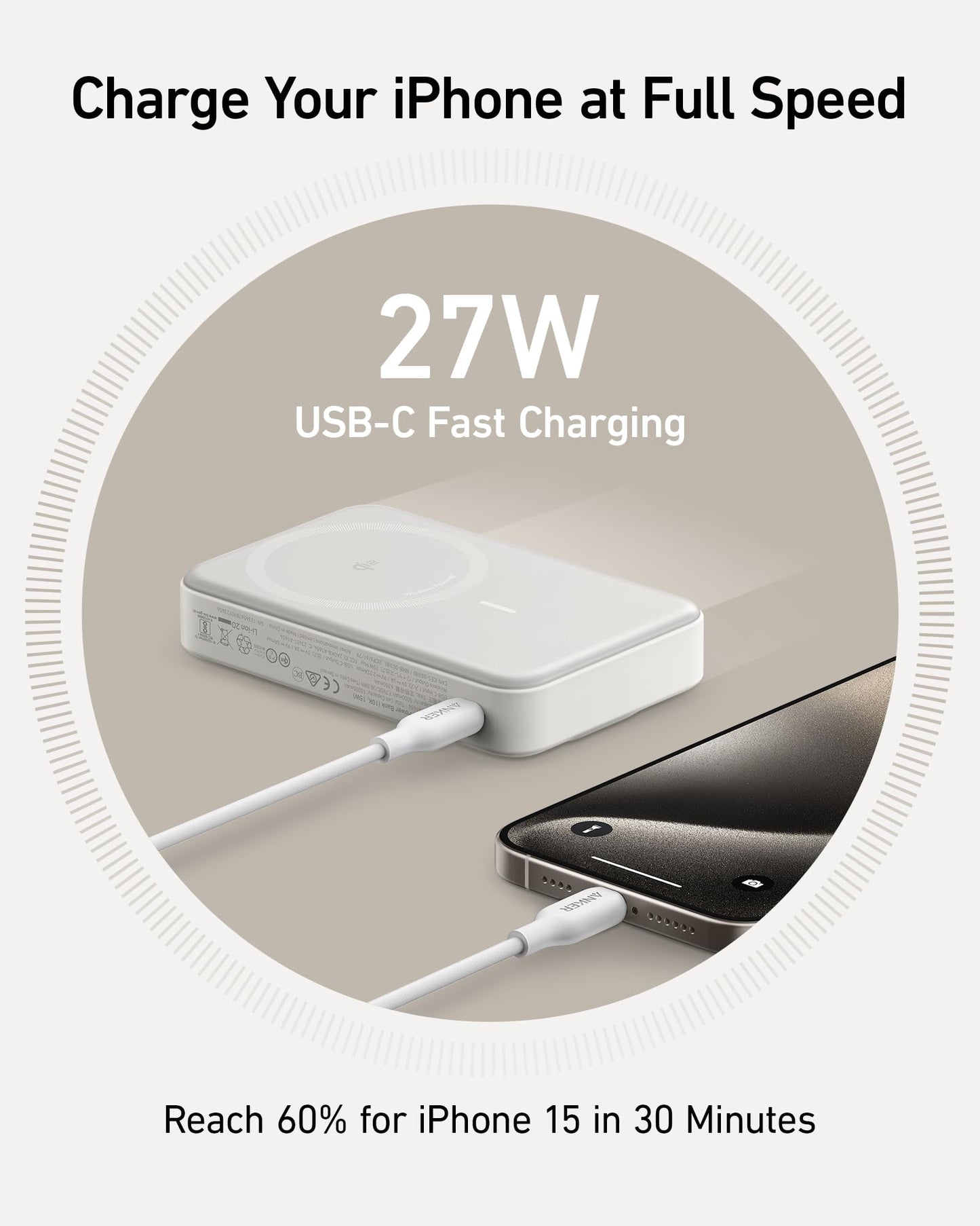 Anker MagGo Power Bank, 10,000mAh Qi2-Certified 15W Max Portable Charger