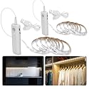 2 Pack Rechargeable LED Strip Lights with Motion Sensor - LUXJET 2M Cool White LED Closet Light Motion Activated, Under Cabinet Strip Light
