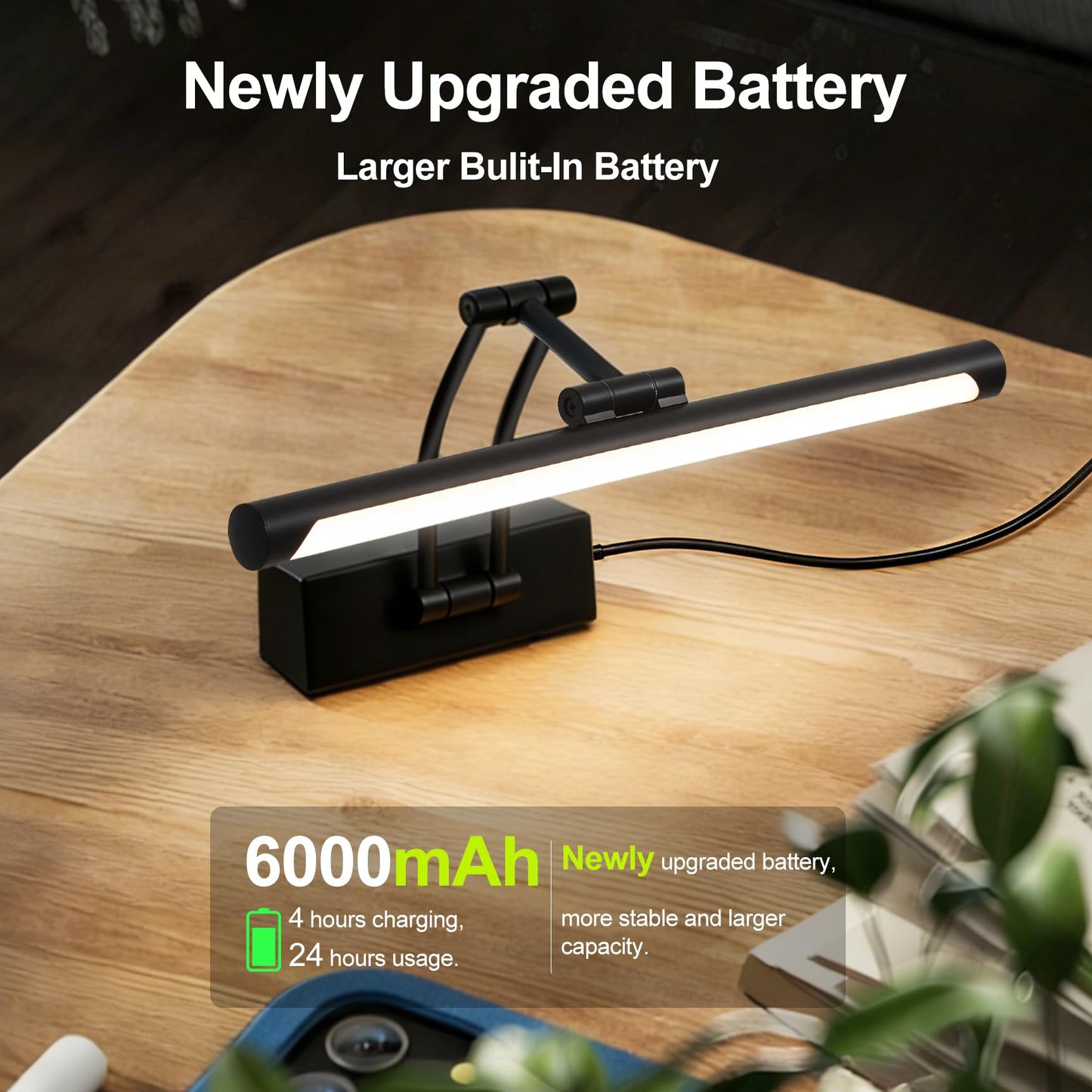ZitoStory Picture Lights for Wall Battery Operated, (Black, 16in) Rechargeable Art Light for Painting,Modern wall Lights for Pictures,Dimmable Gallery