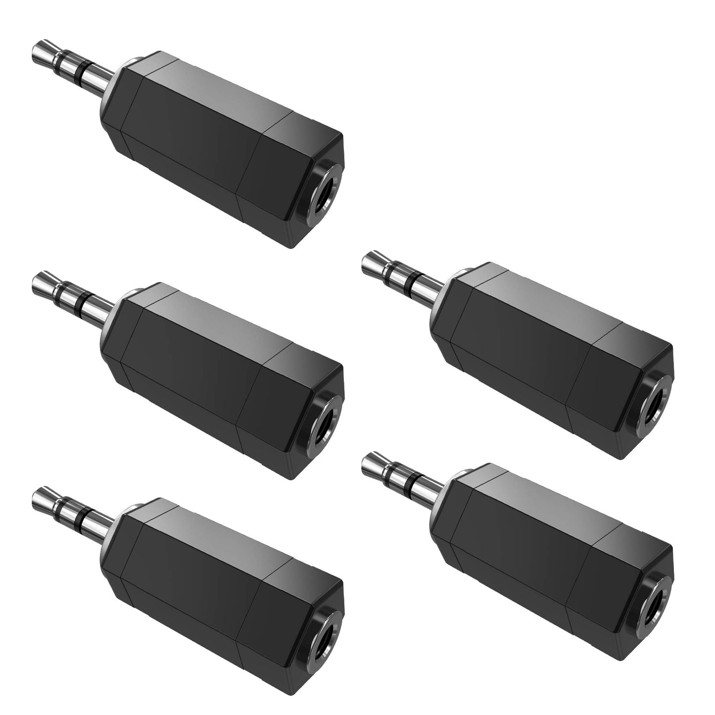 5 Pack 3.5mm Stereo to Mono Adapter - 3.5mm TRS Stereo Male to Mono Female Jack