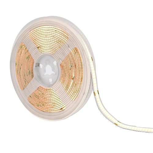 Maxxima 16.5 ft. COB LED Strip Light Spool, Plug-in Or Hardwired with Power Supply, 3000K Warm White, Dimmable, Self Adhesive Cuttable Rope Tape Light