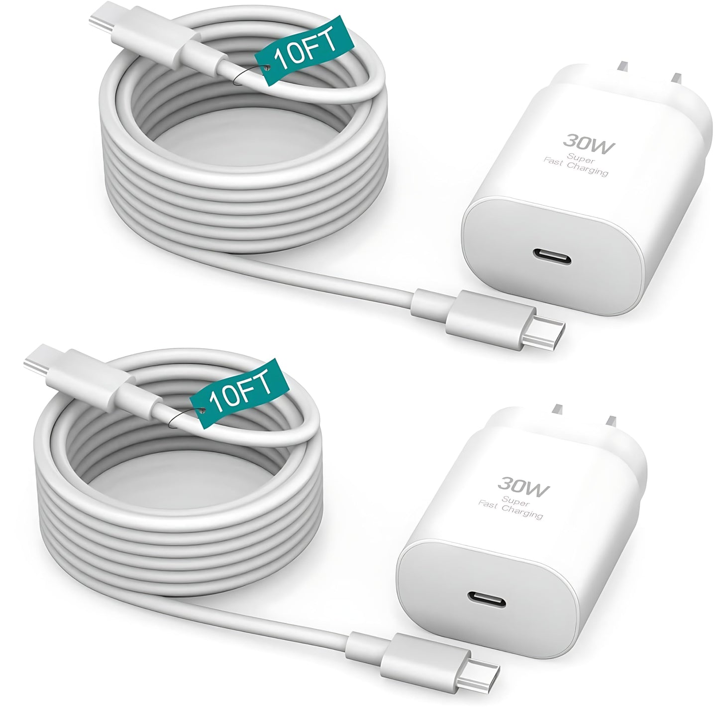 Samsung Super Fast Charger for Samsung Charger Fast Charging 2Pack 30W USB C Phone Wall Charger Block,10FT Type C Fast Charging Cabel for Samsung