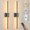15800 mAh Battery Operated Wall Sconces with Remote Control Dimmable Wall Sconces Set of Two 3000K LED Black and Brass Wireless Wall Light Battery