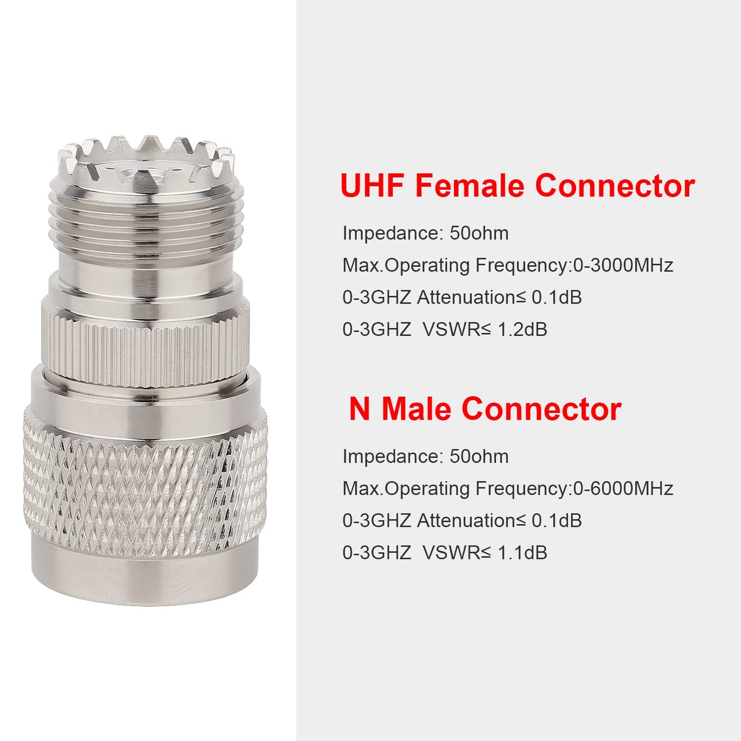 XRDS -RF N Male to UHF Female Adapter N Connector to PL-259 SO-239 Coax RF Coaxial Cable Connectors Pack of 2 (NOT for TV)