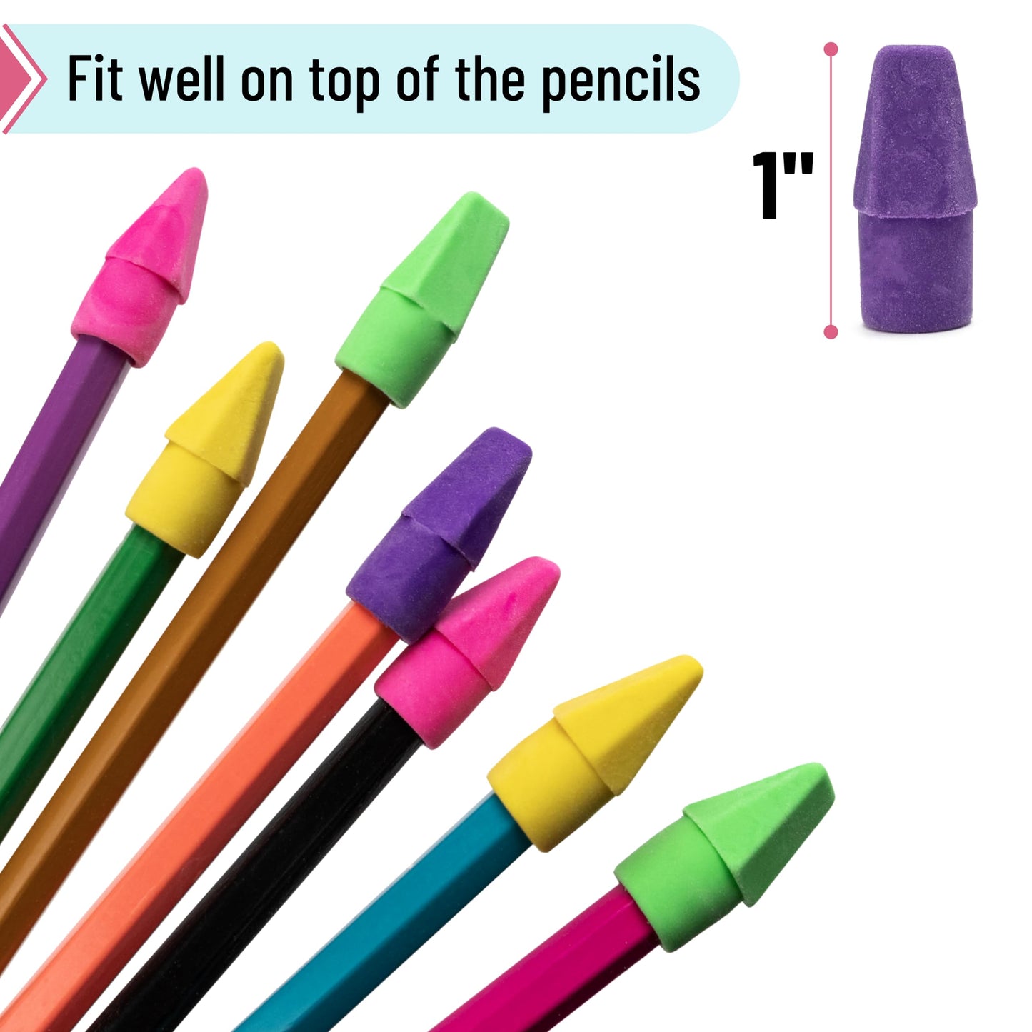 Mr. Pen Erasers for Pencils, 120 Pack, Pencil Top Erasers, Eraser Caps