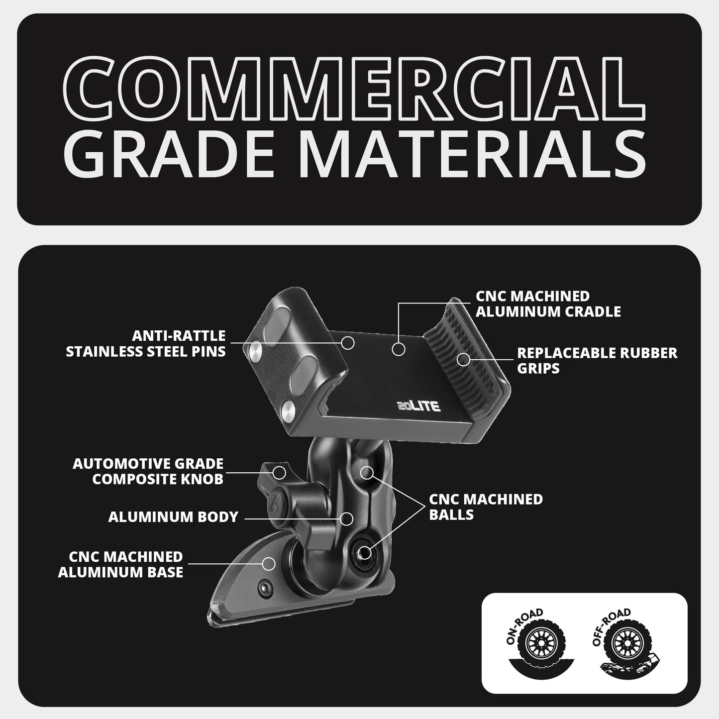 Tackform Vent Phone Mount Compatible with 2018 - 2023 Jeep JL, Gladiator, and 4XE | CNC Billet Aluminum | Zero Slip, Anti-Scratch | Universal Holder