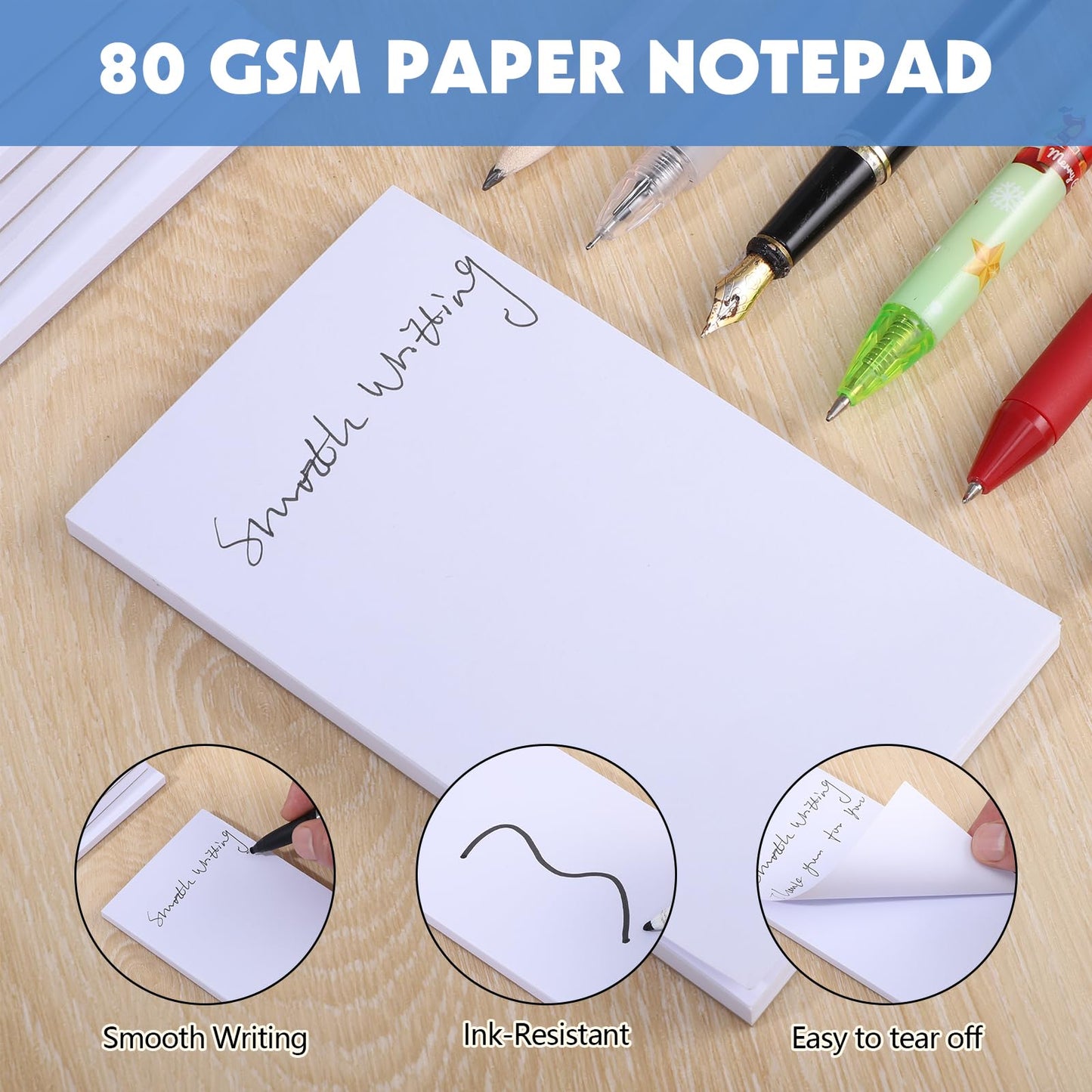 Thboxes 10 Pack 3" x 5" Blank Note Pads, 50 Sheets Each