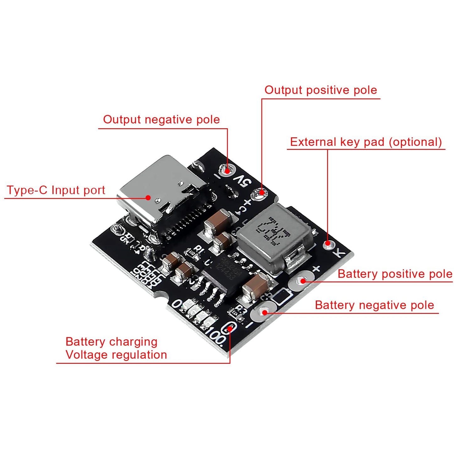 ATNSINC 12PCS Type-C USB 5V 2A Boost Converter Step-Up Power Module Mobile Power Bank Accessories with Protection LED Indicator (Type-C No Welding)