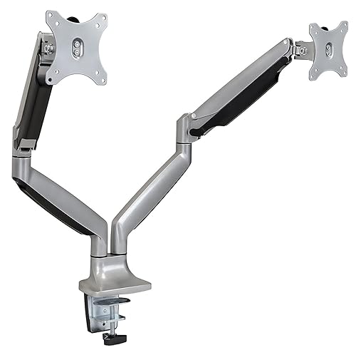 Mount-It! (MI-1772) Dual Monitor Arm Mount Desk Stand Two Articulating Gas Spring Height Adjustable Arms | Fits Up To 32" VESA 75 100 Compatible