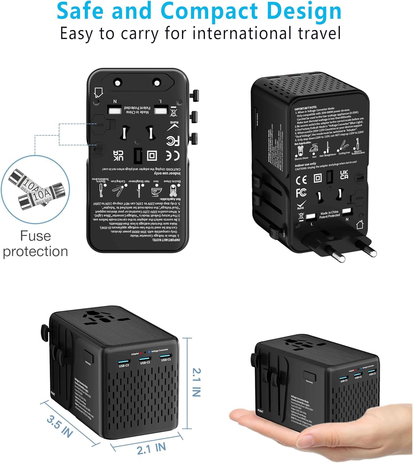 Travelconverter Adapter Voltage Converter That Steps Down 220 Volts to 110 Volts for use in Over 200 Countries,Including The U.S., U.K., Europe…
