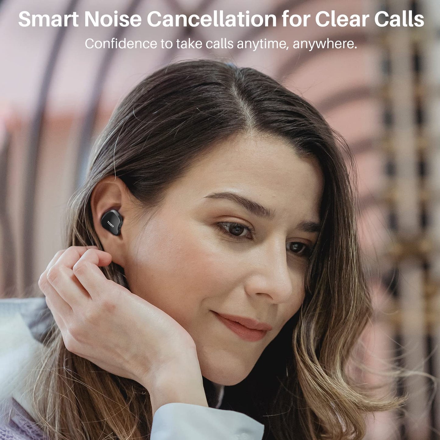 TOZO T18 Wireless Earbuds Bluetooth Headphones 5.3, IPX8 Waterproof Ear Buds, 4 Mic Clear Call Long Playtime with LED Digital Display Charging Case 32
