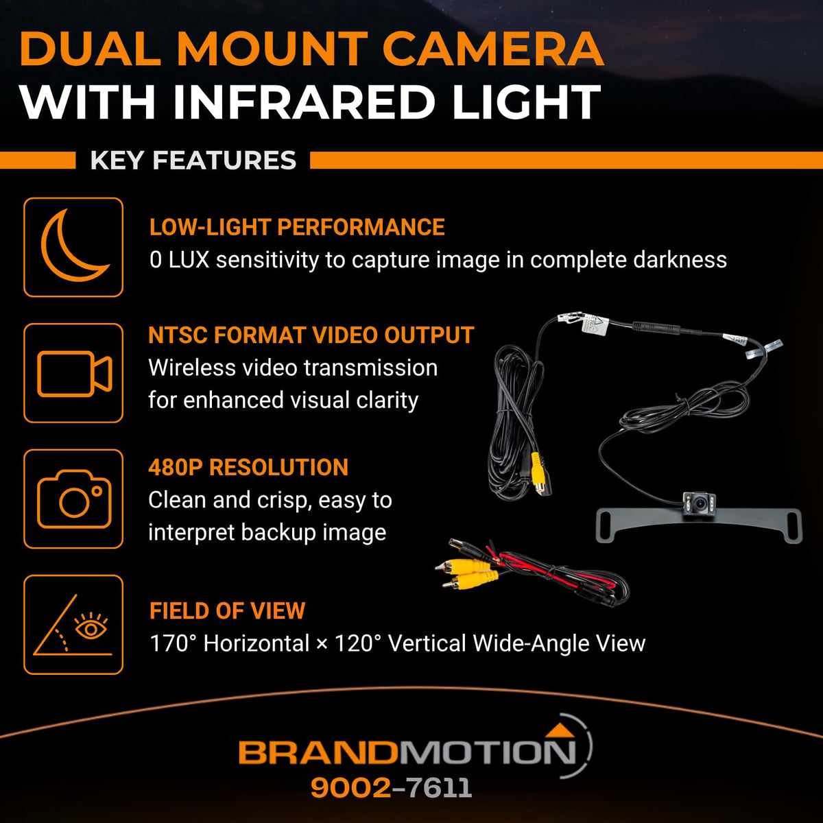 Brandmotion 9002-7611 Universal Dual Mount Camera with Infrared Light