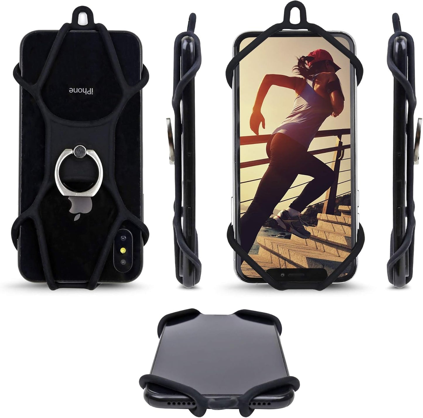 Gear Beast Cell Phone Lanyard, Silicone Smartphone Holder Case and Neck Strap Compatible with Most Phones, Black