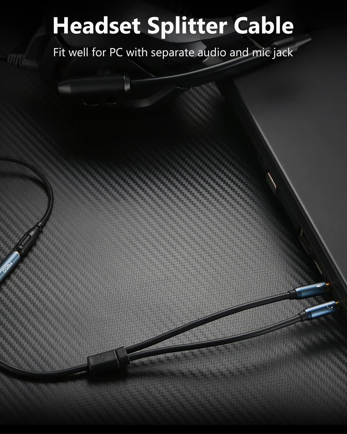 MillSO Headset Splitter, CTIA 3.5mm 2 Male to 1 Female Headphone Adapter with Separate Microphone and Headphone Jack for Gaming Headset to PC