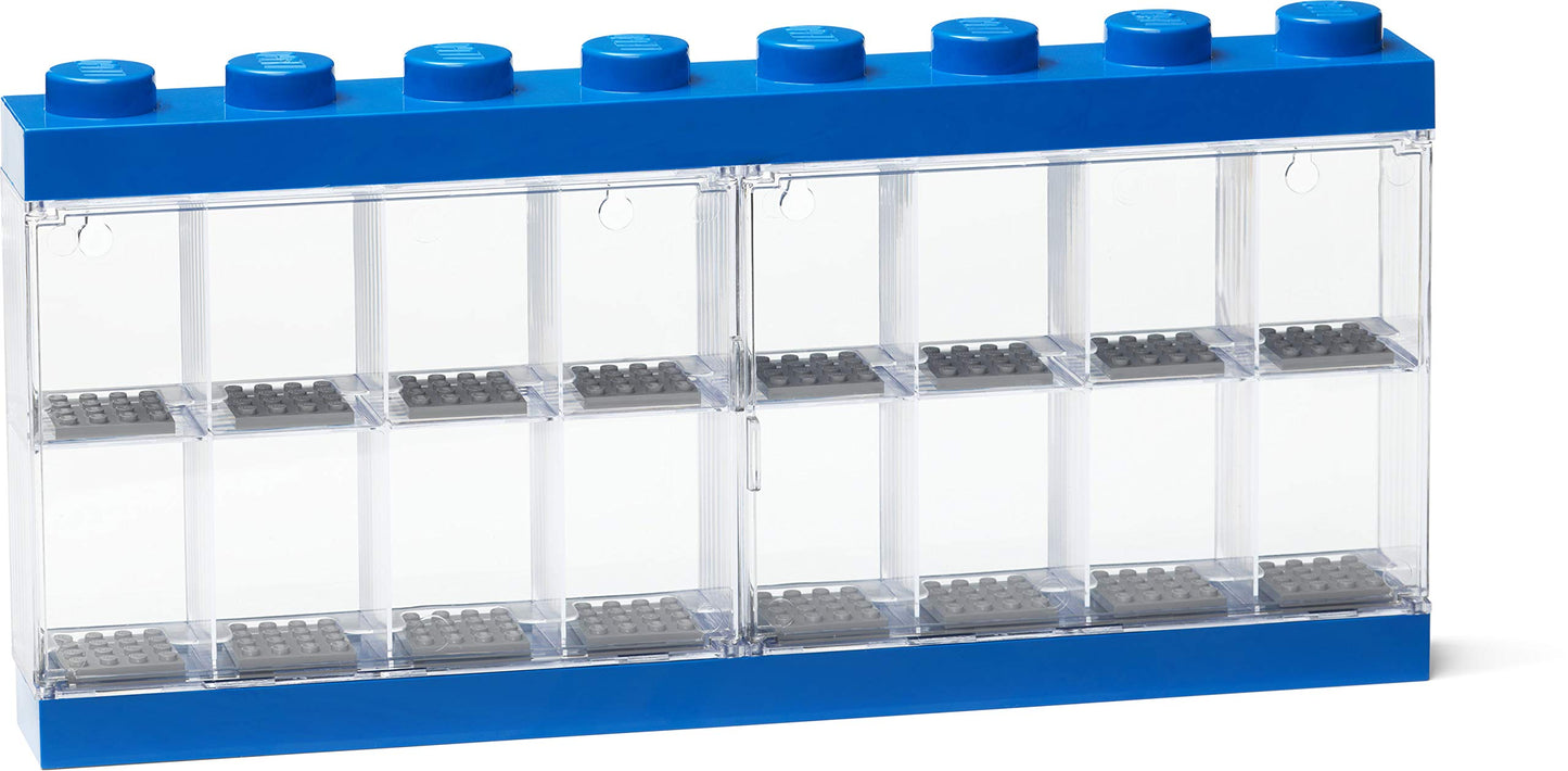 Room Copenhagen Lego Minifigure Display Case, Stackable Storage Container for Collectible Figurines, 8 Stud, Bright Blue