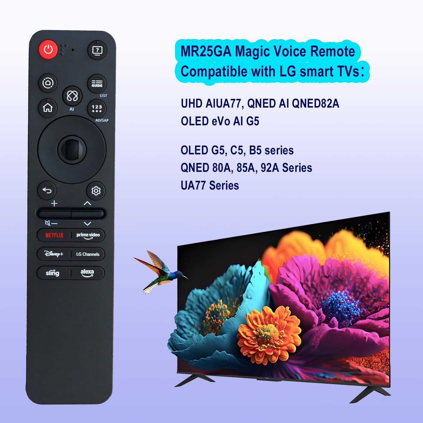 New Voice Remote Replacement for LG MR25GA Magic Remote Control, Compatible with LG Smart TV OLED C5/B5/G5 Series, QNED 92A/ 85A/80A/ UA77 Series