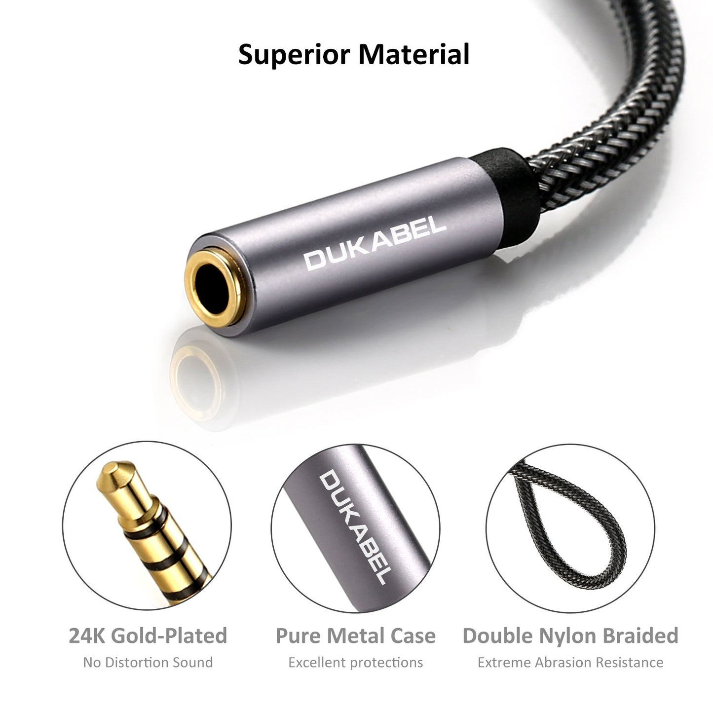 DUKABEL Headphone Extension Cable, 3.5mm TRRS Headphone Extension with Mic Male to Female Stereo Audio Cable for Smartphone,PC,TV,Headset,PS4