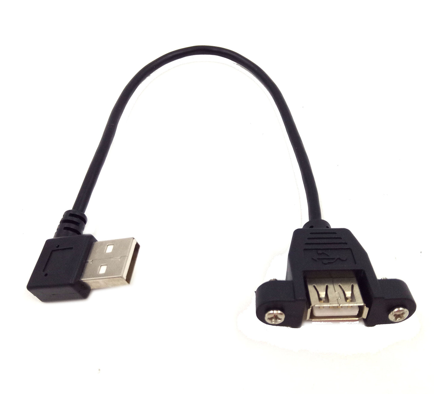 Wpeng USB Extension Cable, Qaoquda 1ft 90 Degree Right Angle USB 2.0 Type A Male to Type A Female Panel-Mount with Screws Cable(USB M/F)