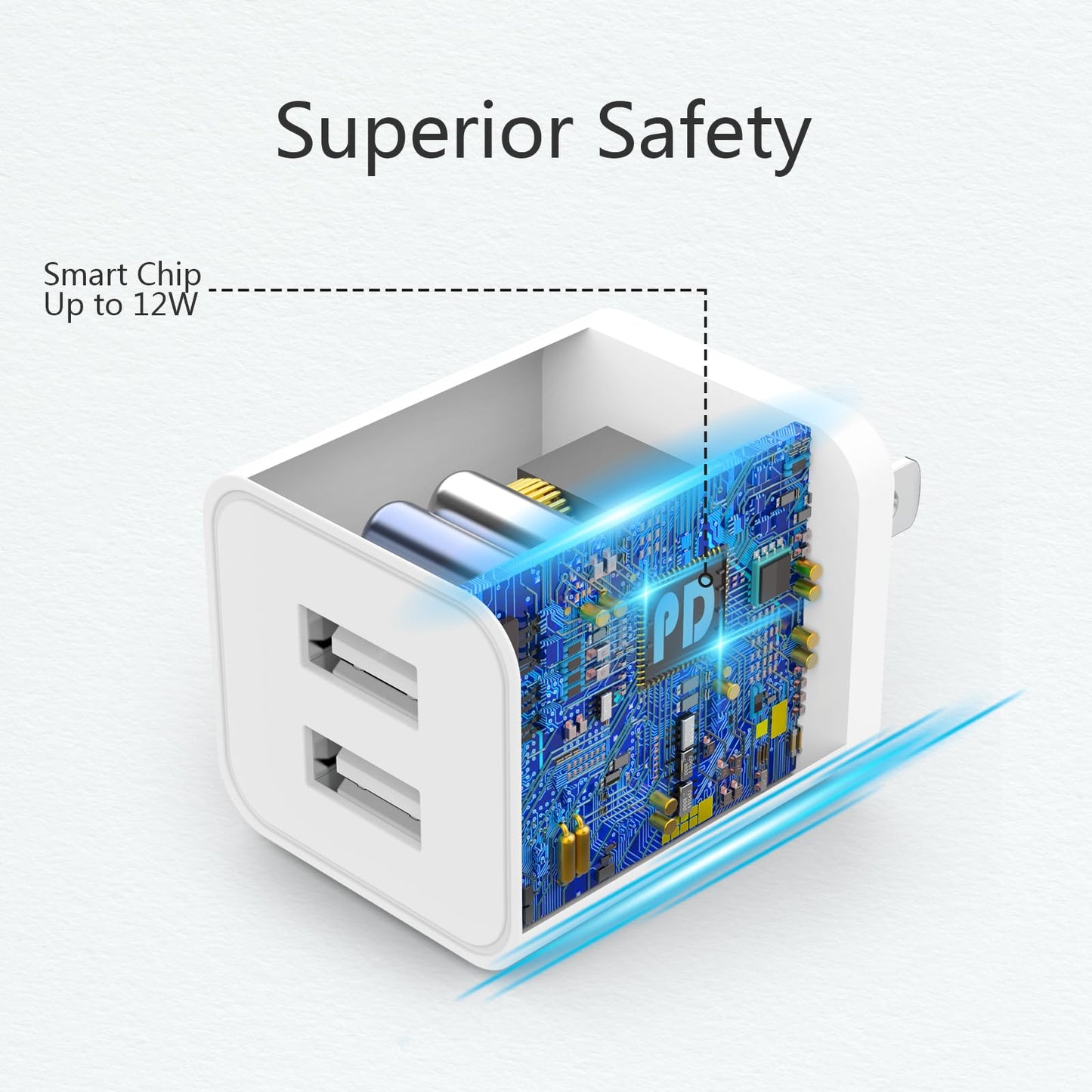6Pack USB Wall Charger, iGENJUN 2.4A/5V Dual Port USB Cube Power Adapter Charger Plug Block Charging Box Brick for iPhone 16 15 14 13 Pro Max SE XS XR