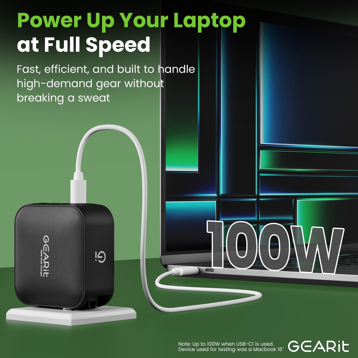 GEARit 100W USB C Charger Block - Fast Charging 4-Port GaN Wall Charger with PD 3.0 & PPS for Apple, Samsung, Dell XPS, MacBook Pro/Air, iPhone, iPad