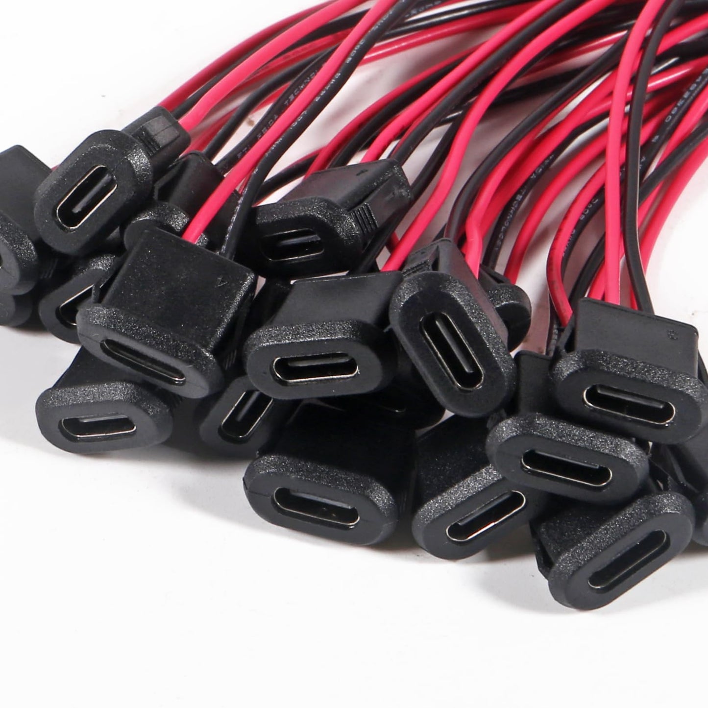 Coliao 20pcs Type-C Female Chassis Waterproof 2P Solder Wire Type USB C Pigtail Cable Extension Power Cable USB-C Plug to 2 Pin Bare Wire Open End