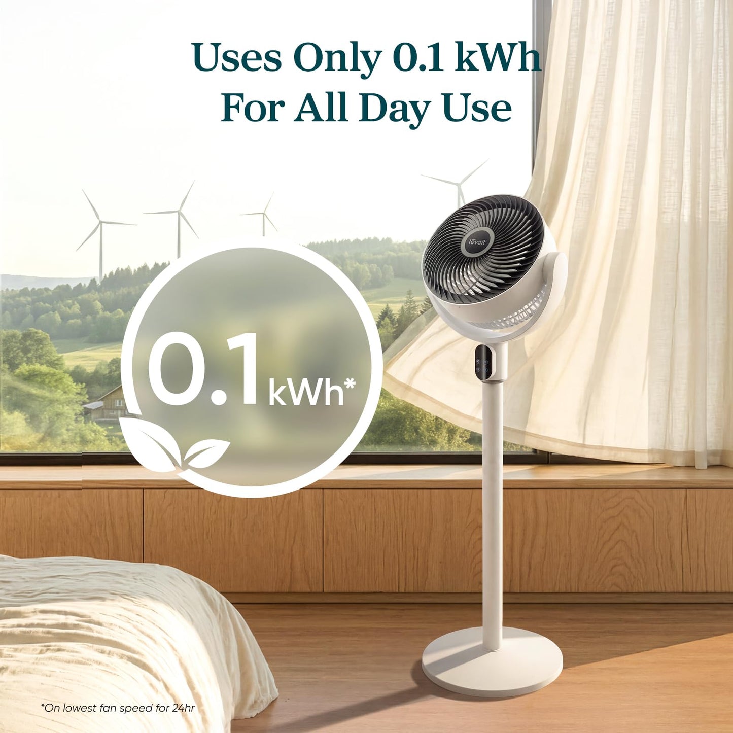 Levoit Standing Fan for Bedroom, 2-in-1 Pedestal & Tabletop Oscillating Fan