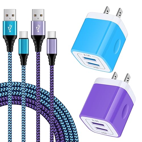 USB Type C Charger Plug Dual Port Fast Wall Charger Phone Charging Block with 2Pack 6Ft C Cable for Samsung Galaxy S26 S25 S24 S23 S22 S21 S20 A16 A54
