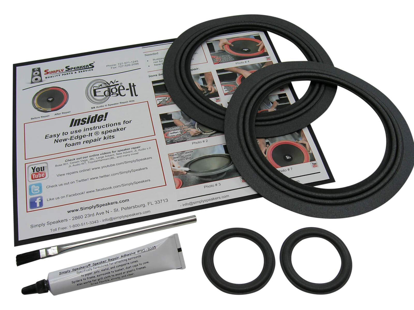 Simply Speakers Foam Repair Kit Compatible with 2001-2007 Toyota Sequoia, 2003-2006 Tundra, JBL 86160-AF060, 86160-AF070, 6563 Tweeters, Four Piece