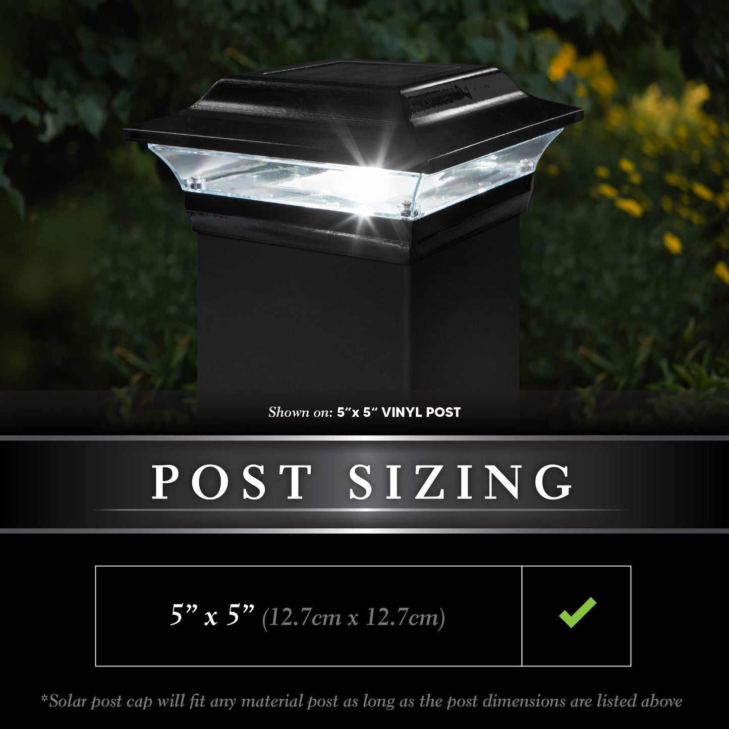 Classy Caps SL214B 5x5 Imperial Solar Post Cap - Black - High-Performance Solar LED, Durable Cast Aluminum with Powder-Coated Finish, Fits Over an