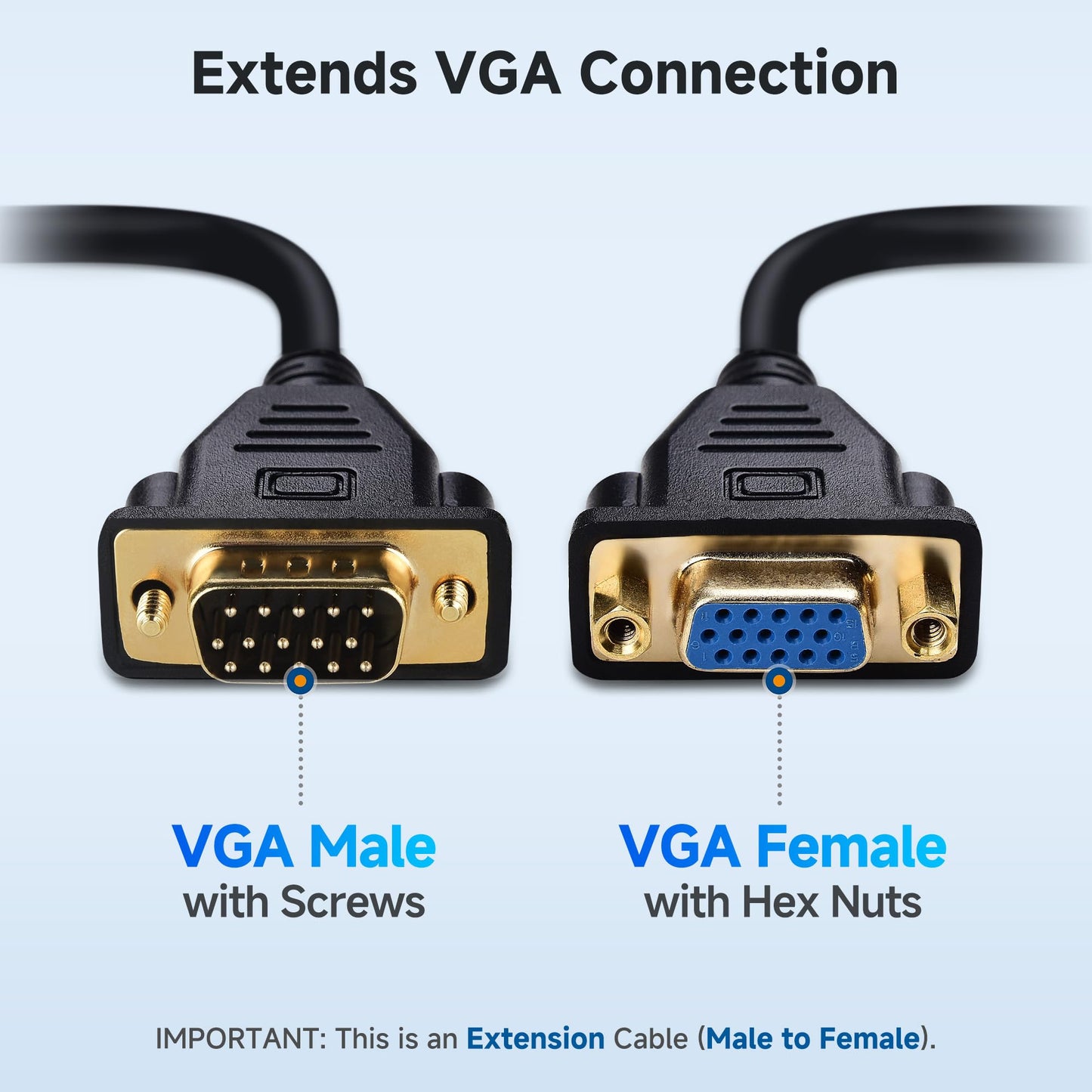 Cable Matters VGA Extension Cable (VGA Cable Male to Female) - 6 Feet, Not Dual Male Cord, Not for DB9/Serial Use