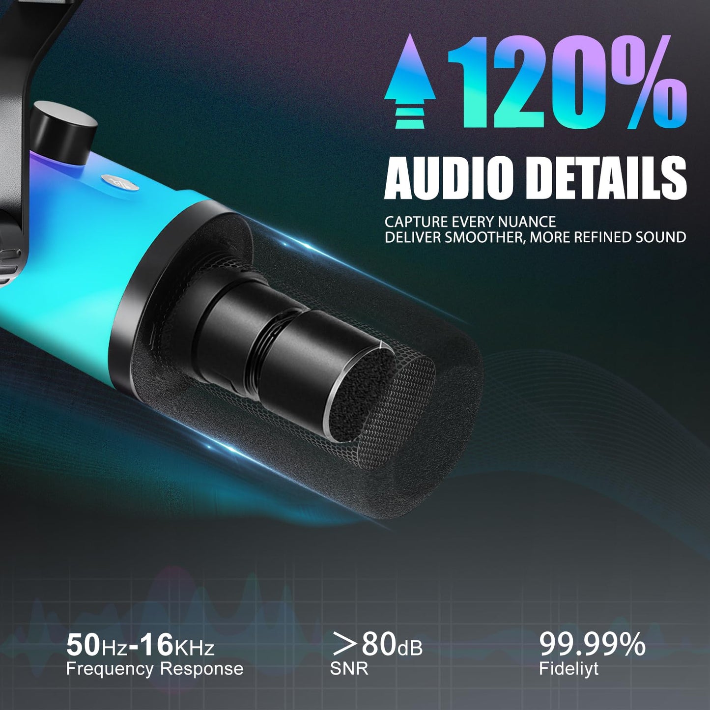 Kanganimbus XLR/USB Dynamic Microphone, Dynamic Pc Microphone for Live Streaming and Podcasting, Featuring RGB Lighting, Mute Function, Noise