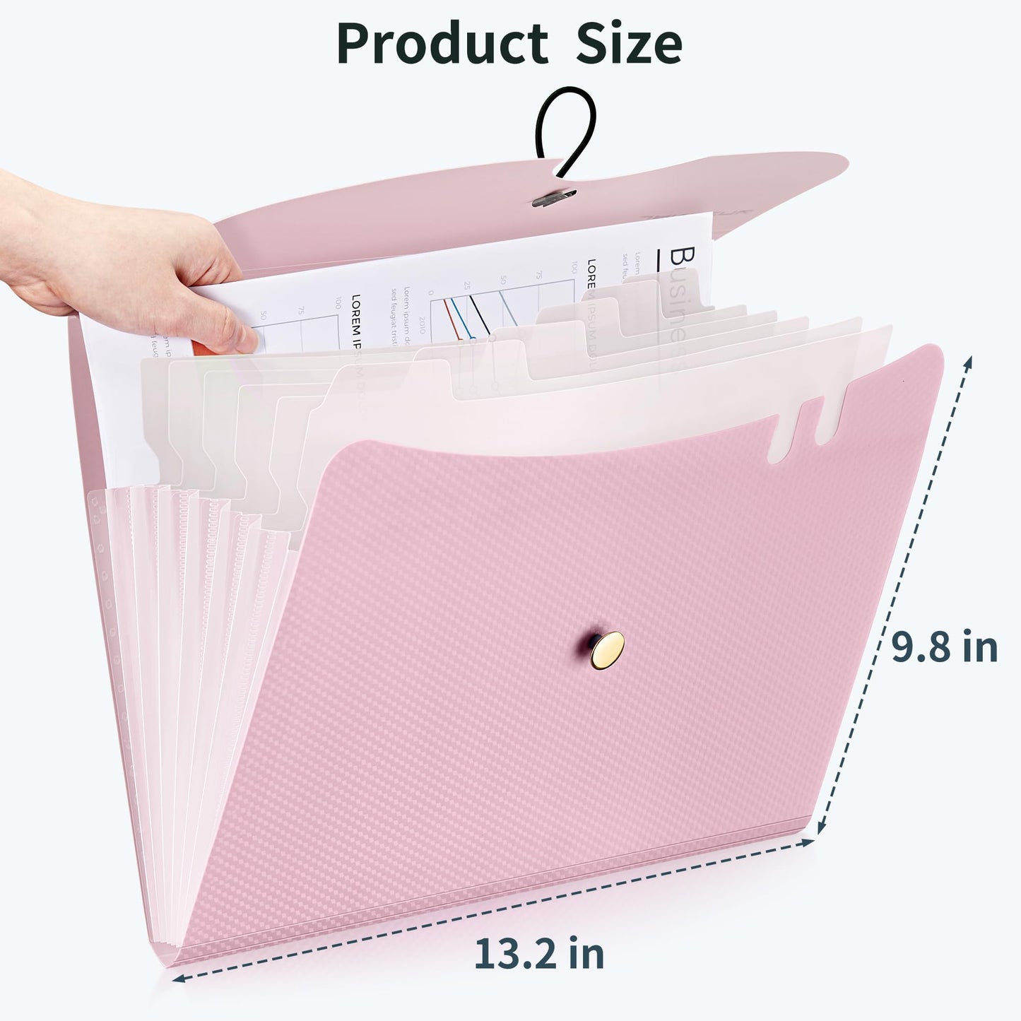 JARLINK 7 Pockets Expanding File Folder, A4 Accordion folders, Pupple&Pink