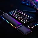 ASFSKY RGB Keyboard and Mouse Wrist Rest Set for 60%-75% Compact Keyboards - Ergonomic Wooden Support Pad with PU Leather & Memory Foam, Anti-Slip