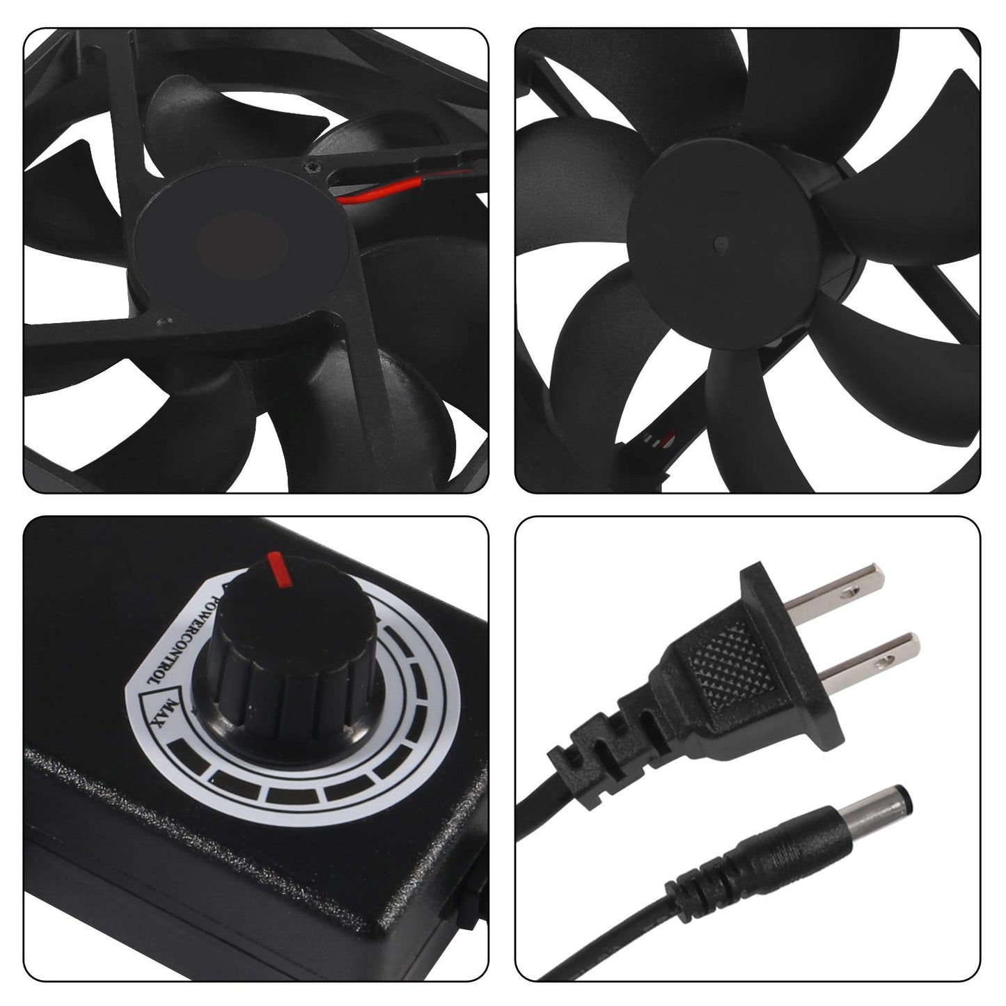 2PCS Blower Cooling Fan 120x25mm 110V 220V AC Powered Cooling Fan Dual-Ball Bearings 3 to 12V Speed Controller Fan for Receiver DVR Compatible