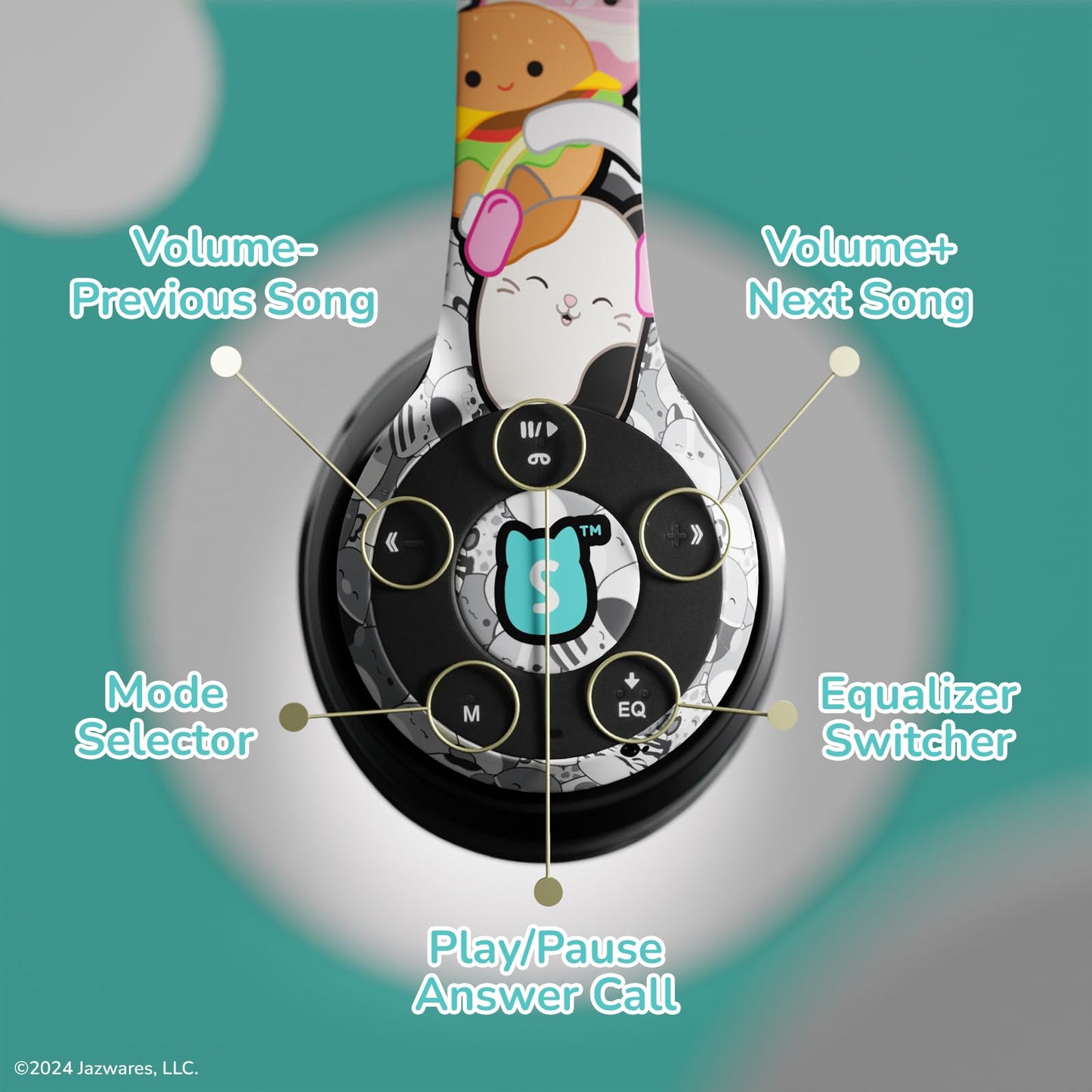 iJoy Squishmallows Bluetooth Over-Ear Headphones- Wireless Foldable Headset Squishmallows Gifts for Girls, Boys, Women, Men and All Squish Squad Fans