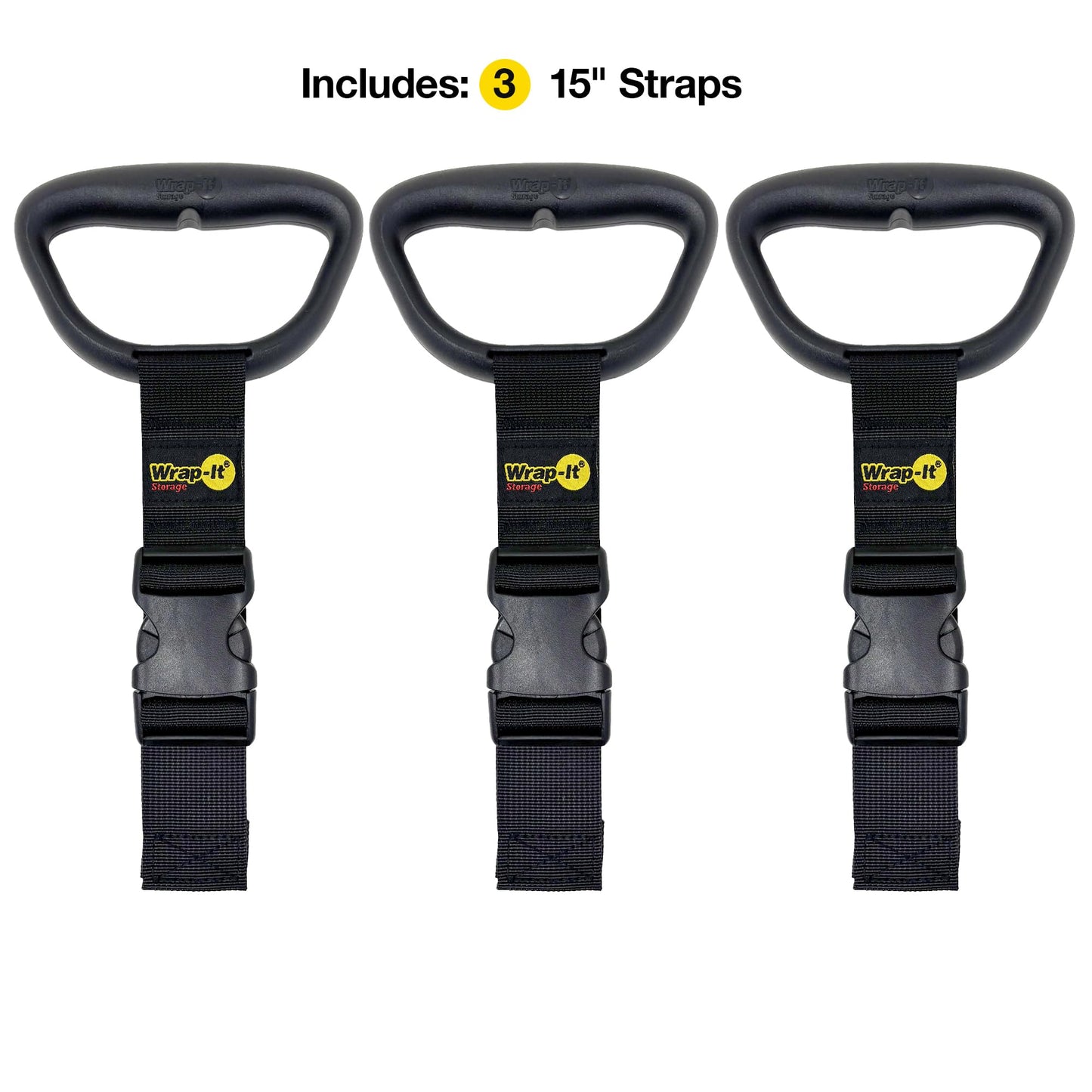 Clip 'n Carry Wrap-It Storage Straps - 15" (3-Pack) - Extension Cord Holder Hose Storage Carrying Straps for RV and Accessories Organization