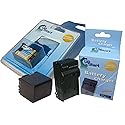 Upstart Battery New - Fully Decoded BP-808 Replacement 2 Batteries+Charger Kit for Canon Camcorders