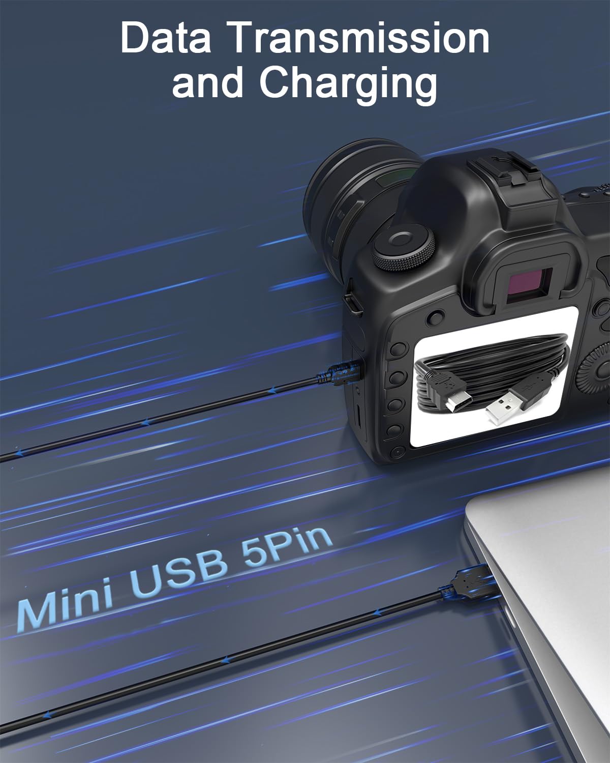 Mini USB Cable Compatible with Canon IFC-500U,IFC-400PCU,IFC-300PCU,IFC-200U USB Interface Cable for Nikon D3100 D90 D7000 D700 D3000,GoPro HERO