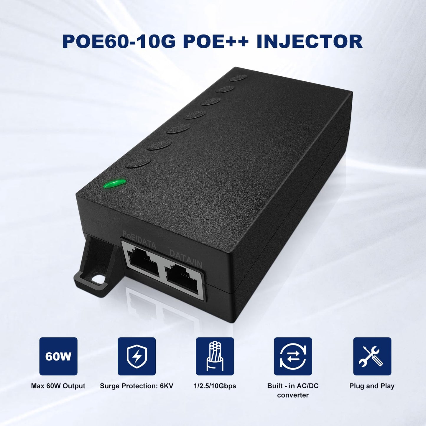 POE60-10G 60W 10Gbps IEEE 802.3bt PoE++ Injector