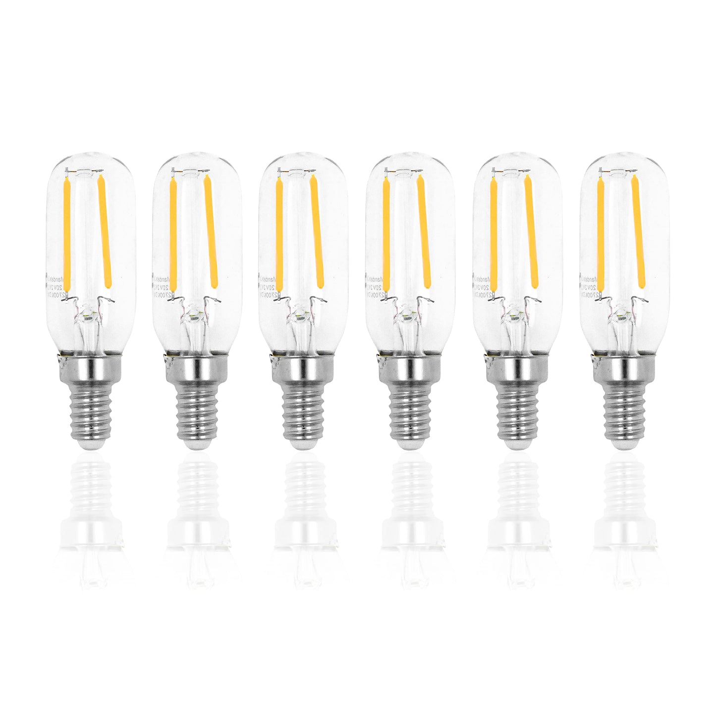 Mandala Crafts Dimmable 2W T6 LED Bulb 2700K Warm White, 25W Equivalent E12 Candelabra Base Clear Glass Filament Light for Chandeliers, Ceiling Fans