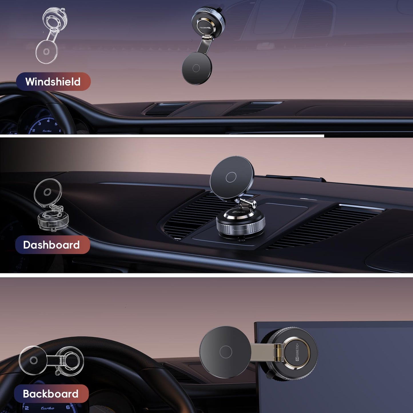 Magnetic Phone Holder for Car 2026 Heavy Duty Model 360° Adjustable Vacuum Suction Car Magsafe Phone Mount Cell Phone Holders for Your Car for iPhone