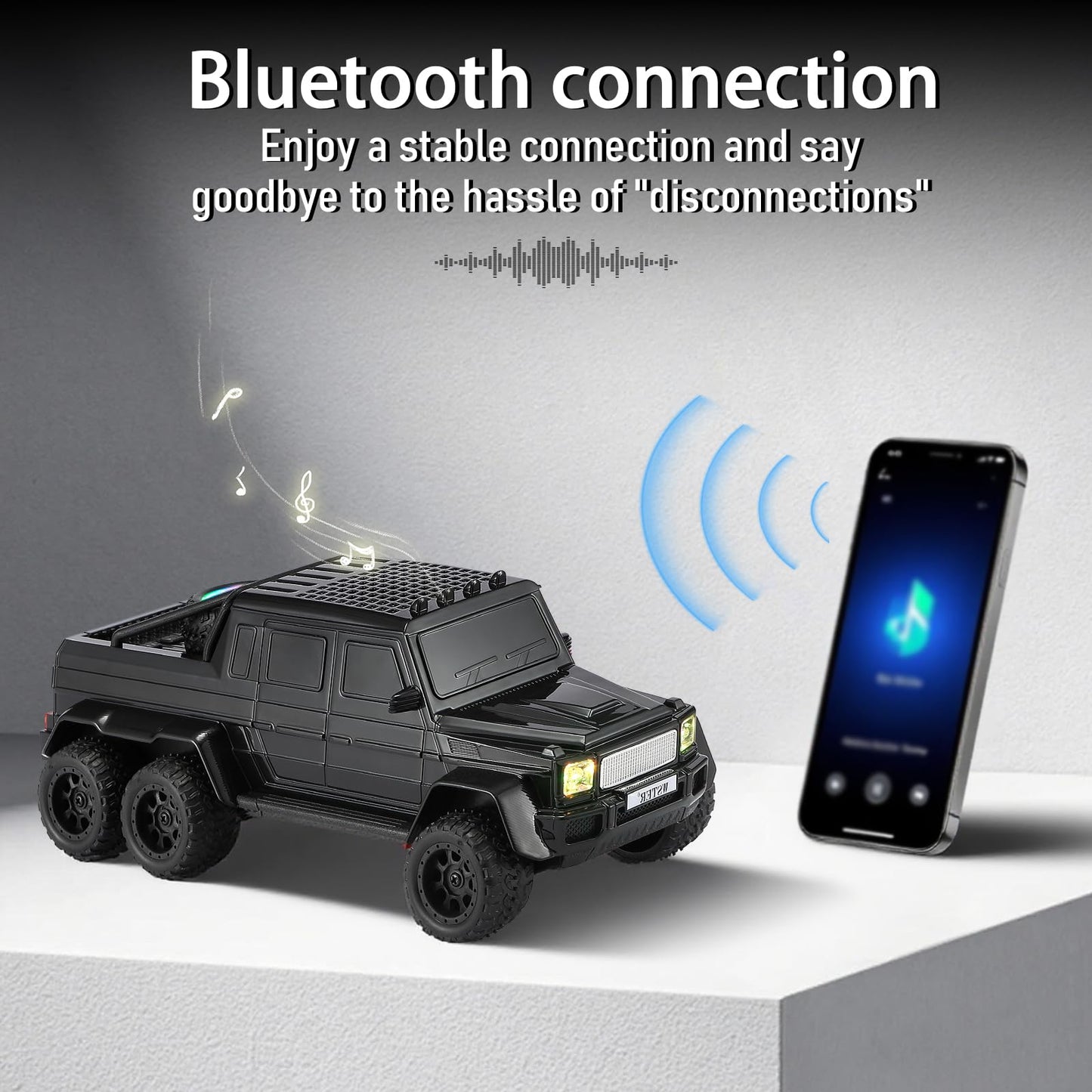 WSTER WS-G63 6-Wheel Pickup Truck Replica Bluetooth Speaker - HD Sound, FM Radio, TWS Stereo Pairing, LED Party Lights, USB/TF Playback, Built-in Mic