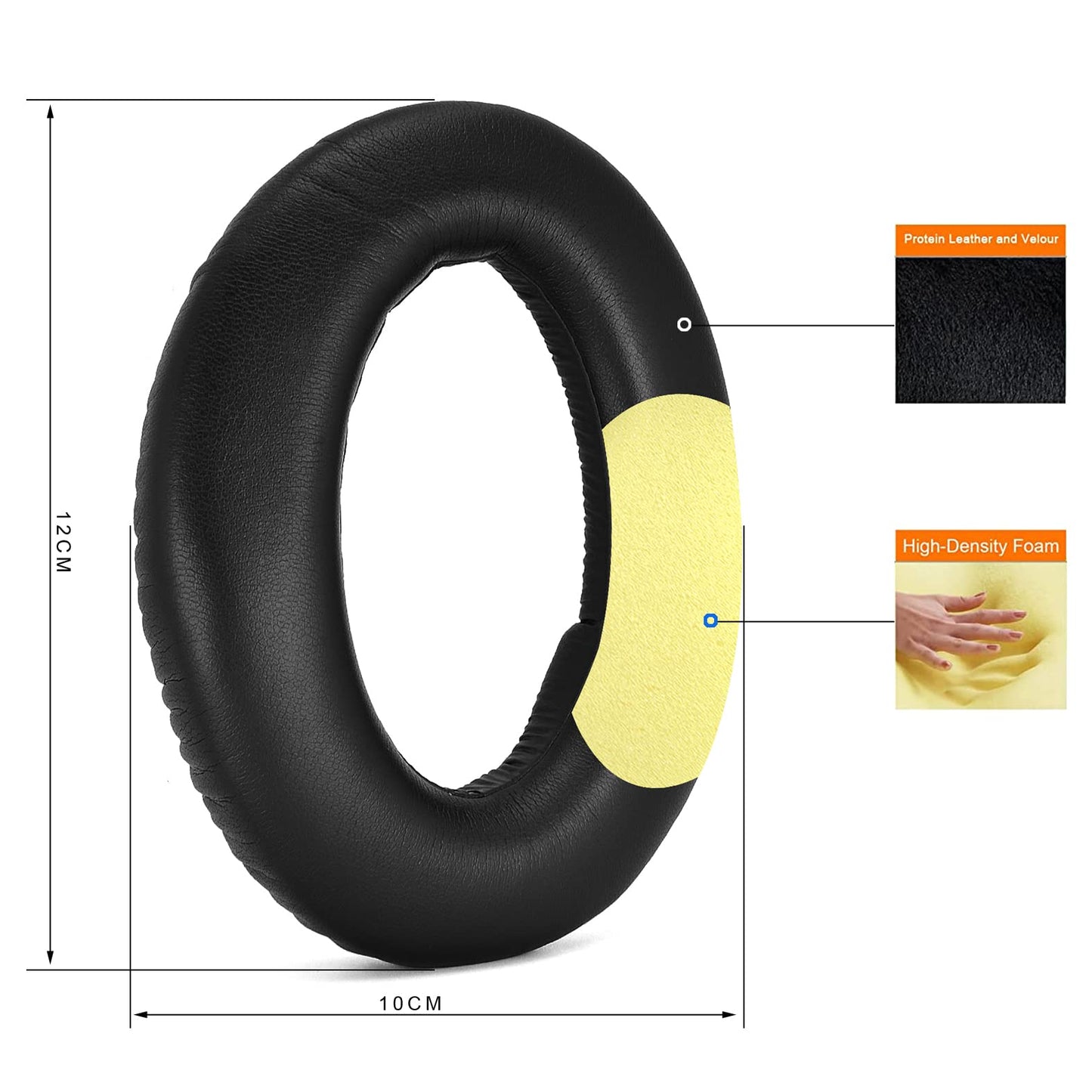 Defean Replacement Ear Pads and Headband Compatible with Sennheiser PC350 HD380 Pro Headphones Earpads/Cushion/Bumper/Cover/Cups/Foam (Protein Leather