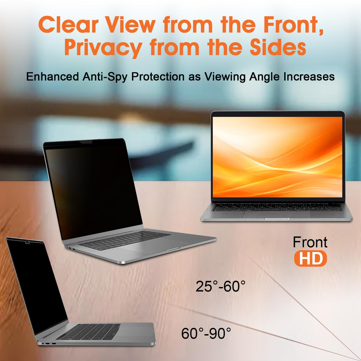 BSPROTE Laptop Privacy Screen 16 Inch 16:10 Display, Anti Glare Film Blue Light Filter, Anti Scratch Protector Computer Privacy Screen Shield, Not