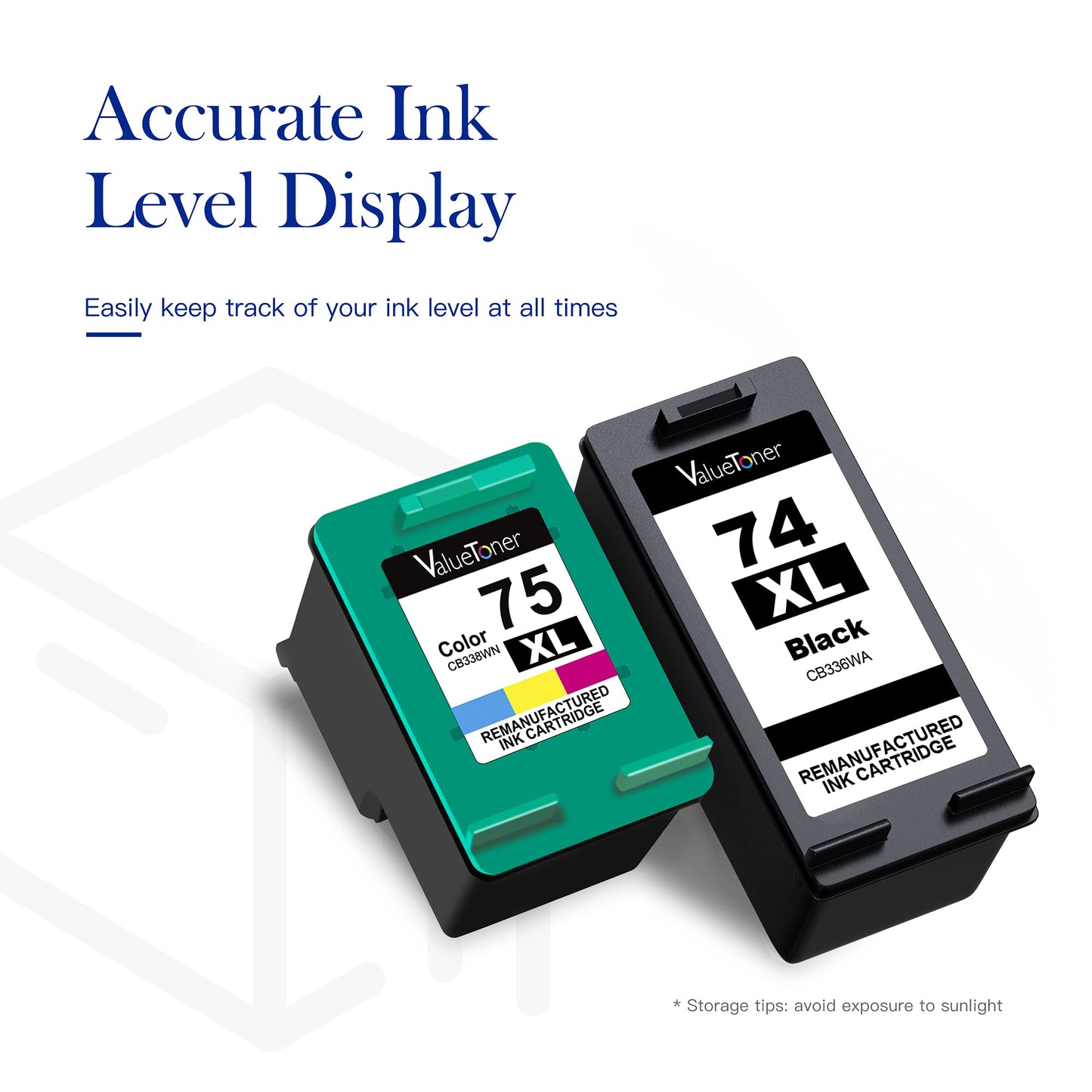 Valuetoner Remanufactured Ink Cartridge Replacement for HP 74 75 Ink Cartridges Combo Pack 74XL 75XL for DeskJet D4260 Photosmart C4280 C4300 C4400