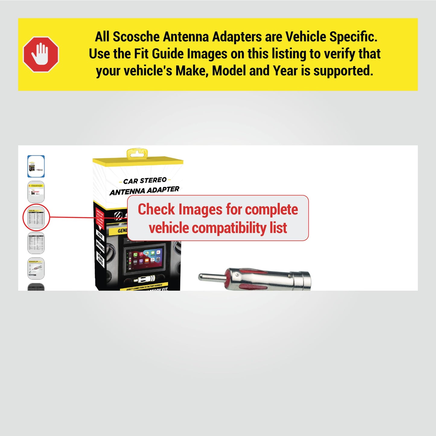 Scosche MDAB Compact Micro/Delco Antenna Adapter for Aftermarket Car Stereo Compatible with Select 1985-2013 GM and Import Vehicles - Radio Antenna