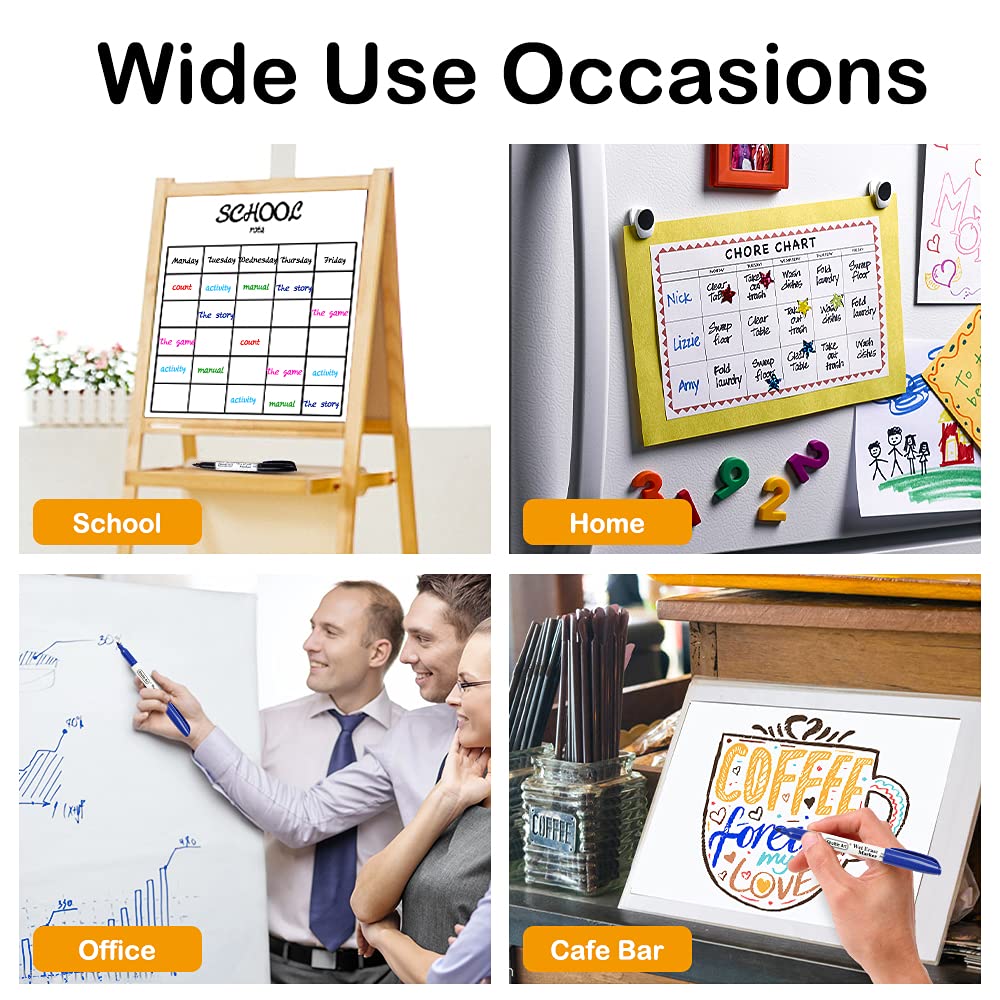 Shuttle Art Wet Erase Markers, 15 Pack Blue 1mm Fine Tip Smudge-Free Markers, Use on Laminated Calendars, Overhead Projectors, Schedules, Whiteboards