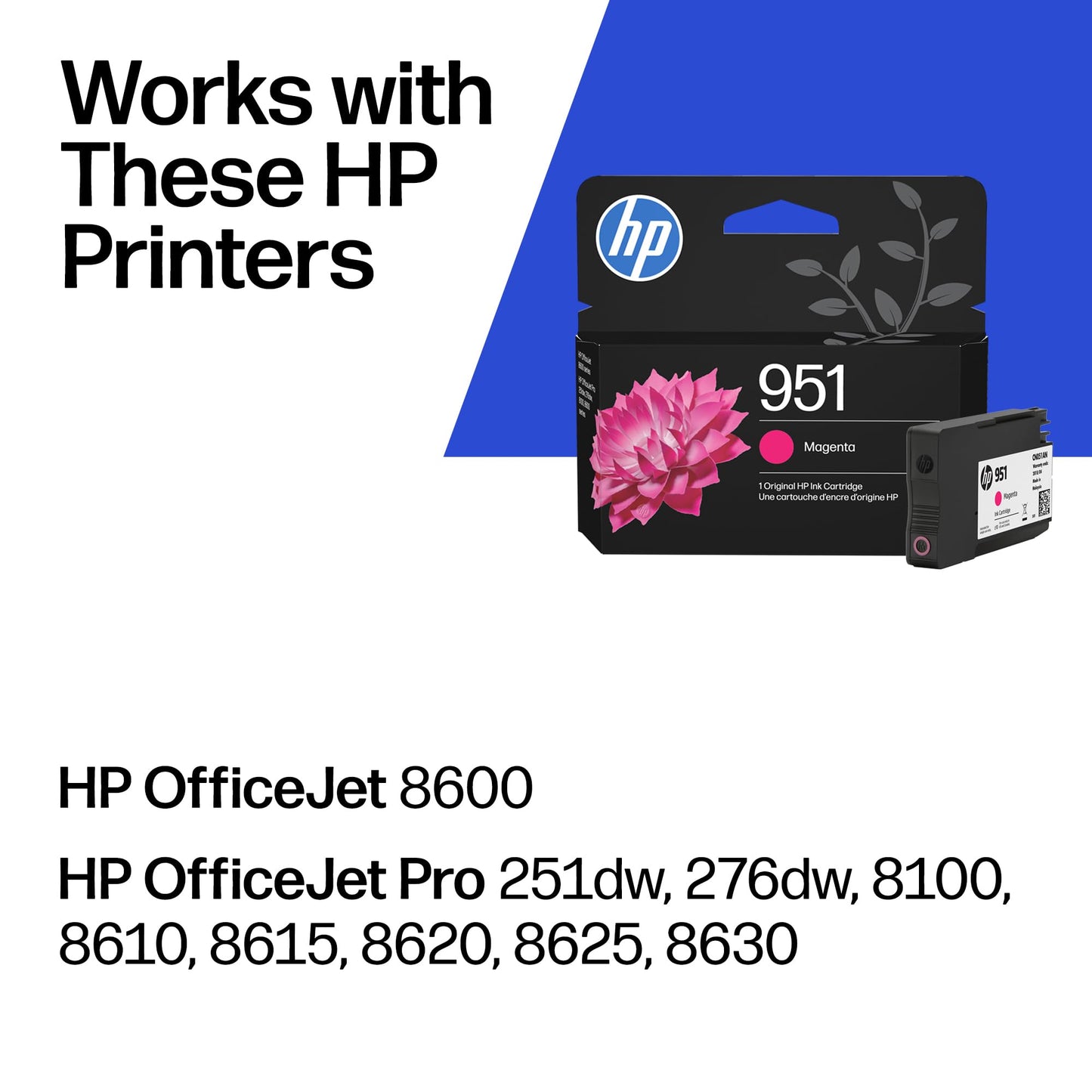 HP 951 Magenta Ink Cartridge | Works with OfficeJet 8600, OfficeJet Pro 251dw, 276dw, 8100, 8610, 8620, 8630 | Eligible for Instant Ink | CN051AN