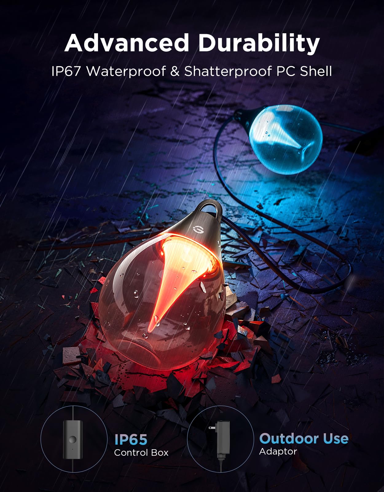 Govee Clear Bulb Outdoor String Lights, 96ft RGBWIC Dimmable Patio & Backyard Lights with 30 LED Bulbs, 111 Modes, IP67 Waterproof & Shatterproof